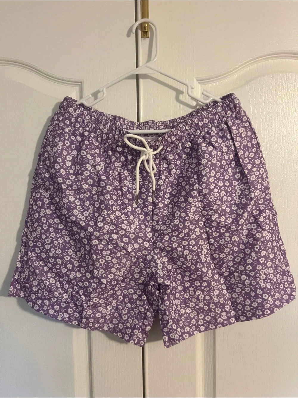 Purple Floral Drawstring Bathing Suit